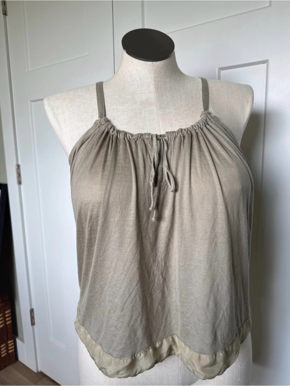 Philippe Adec Taupe Drawstring Halter Camisole